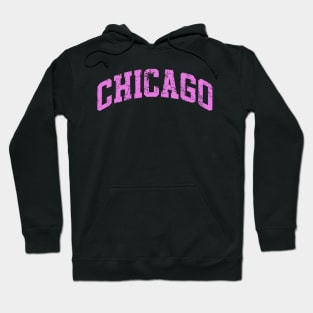 Chicago Varsity Style Pink Font Hoodie